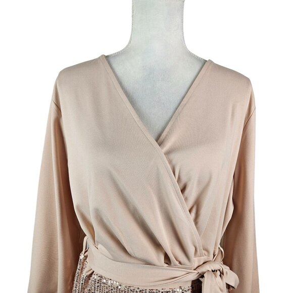 Grace Karin Womens Sequin Sparkly Party Dress Size 2XL Wrap Waist Bodycon Fit - Picture 6 of 15